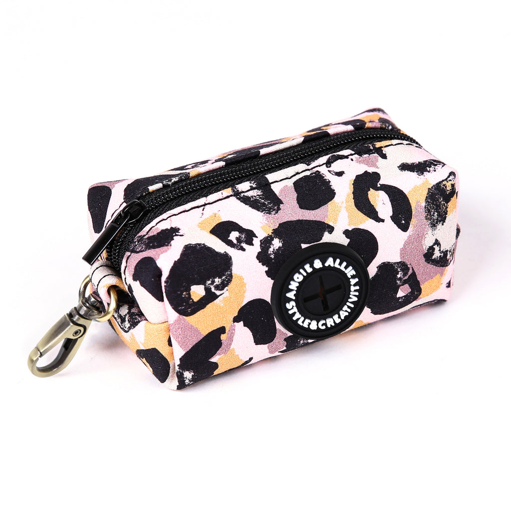 100% Cotton Dog Poop Bag Holder Brass Blooms side