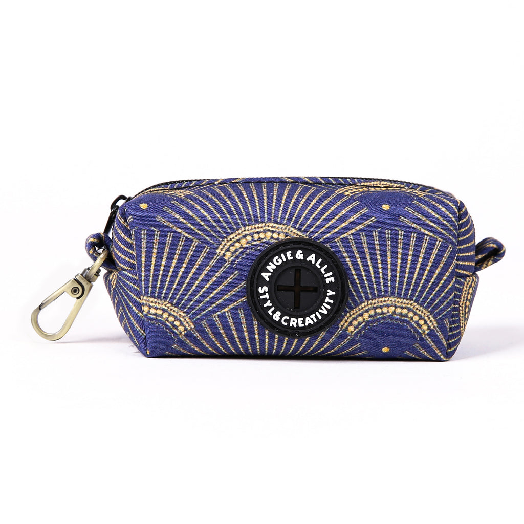 100% Cotton Dog Poop Bag Holder Brass Japanese Waves front