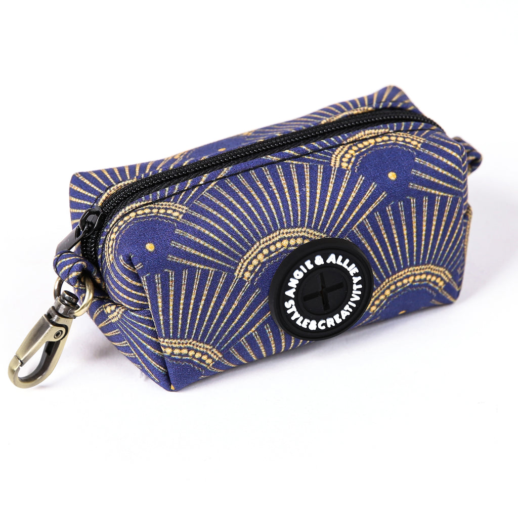 100% Cotton Dog Poop Bag Holder Brass Japanese Waves side