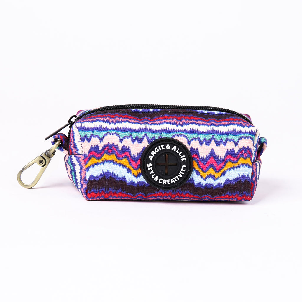 100% Cotton Dog Poop Bag Holder Brass Stripes Ethnic front