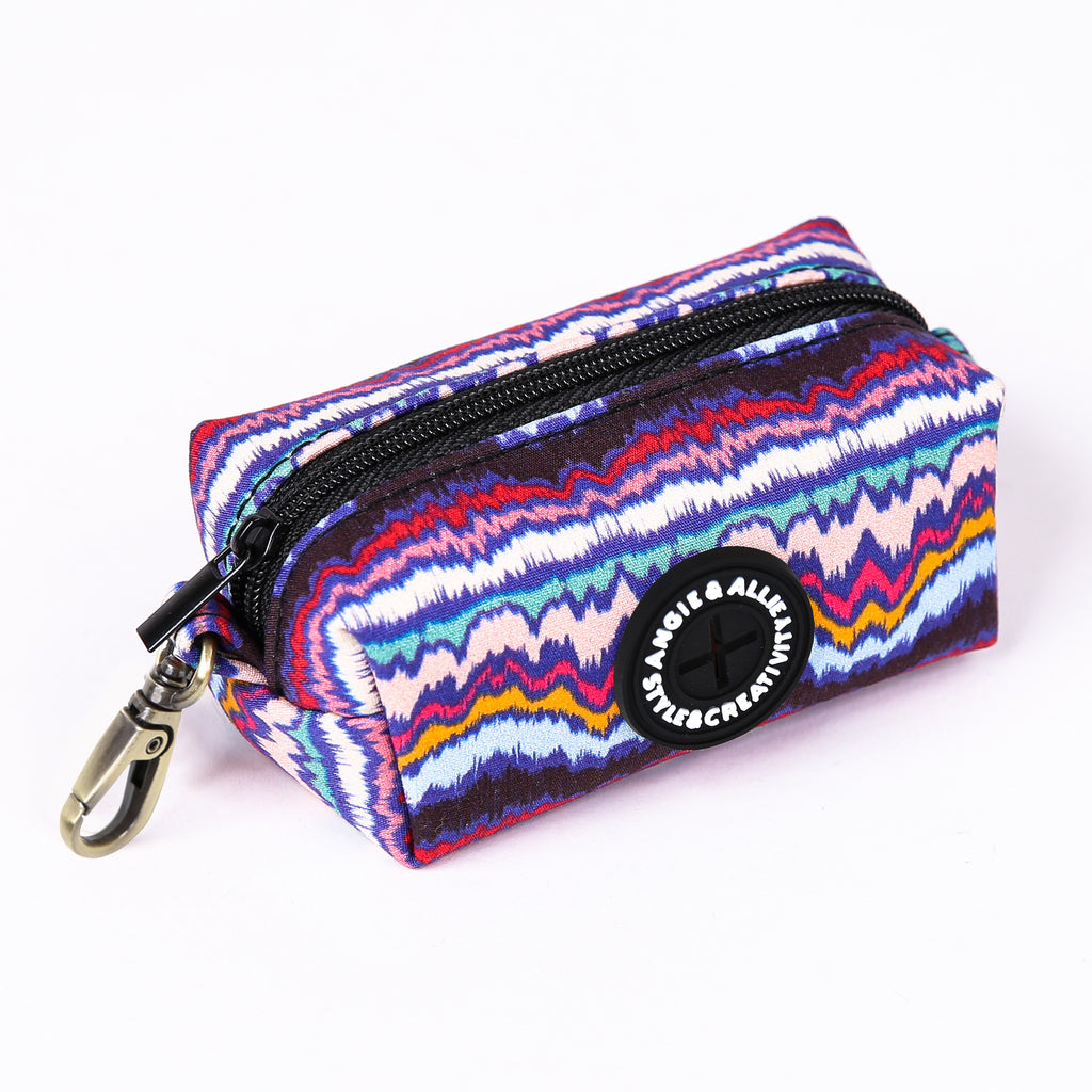 100% Cotton Dog Poop Bag Holder Brass Stripes Ethnic side