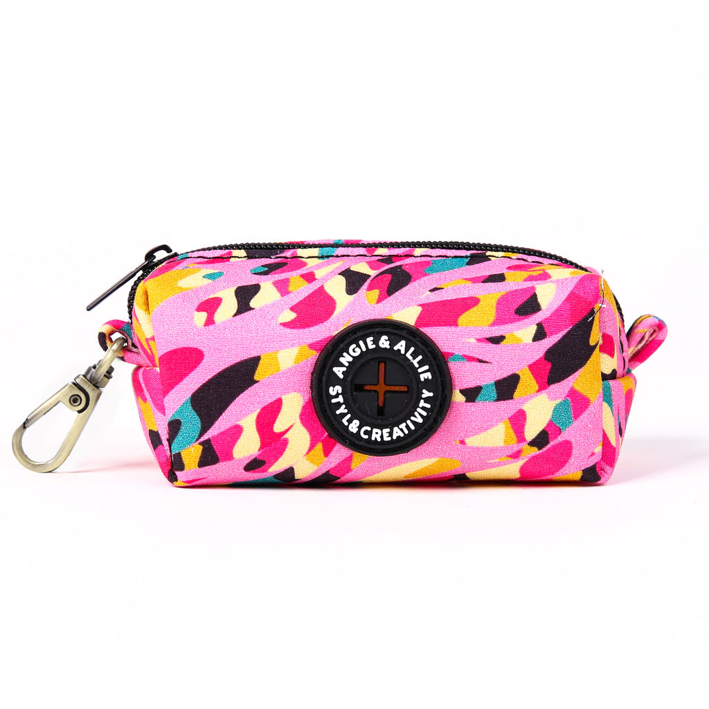 100% Cotton Dog Poop Bag Holder Brass Zebra front