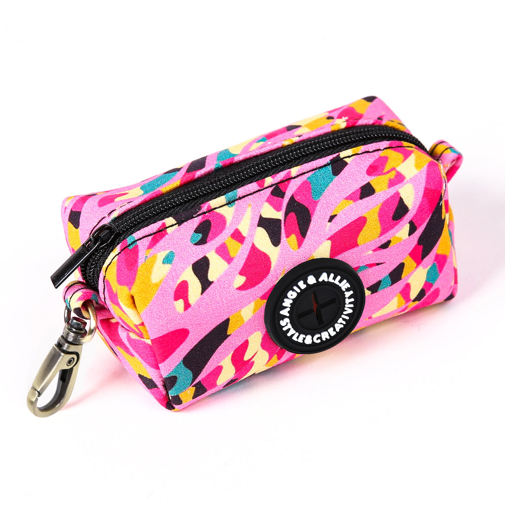 100% Cotton Dog Poop Bag Holder Brass Zebra side