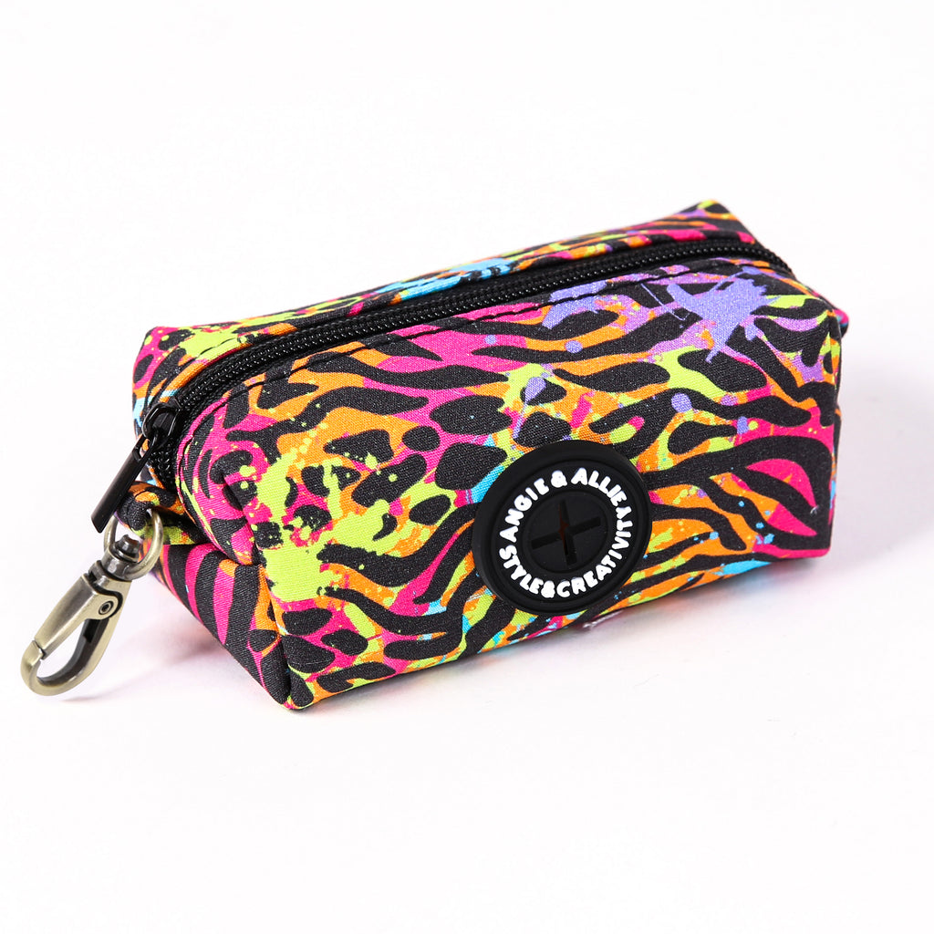 100% Cotton Dog Poop Bag Holder Brass Colorful Wildlife side