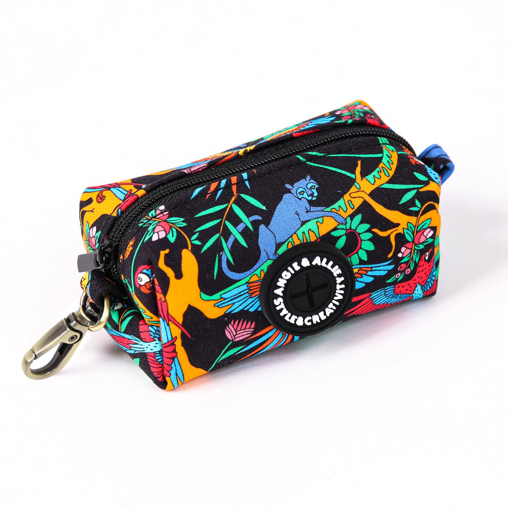 100% Cotton Dog Poop Bag Holder Brass Jungle side