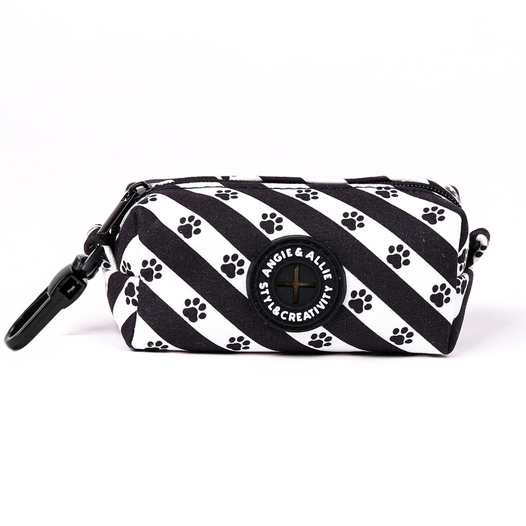 100% Cotton Dog Poop Bag Holder Black Puppy Paws main