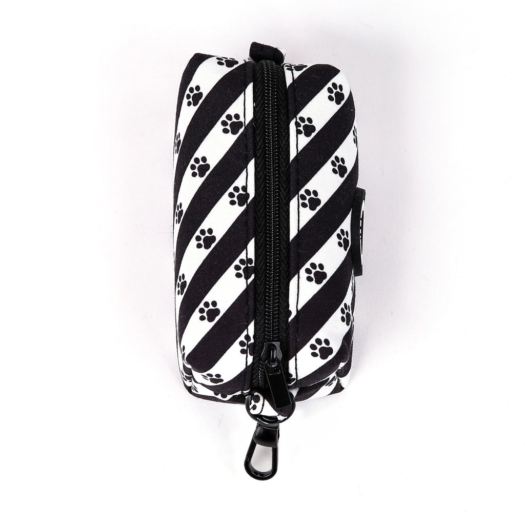 100% Cotton Dog Poop Bag Holder Black Puppy Paws top