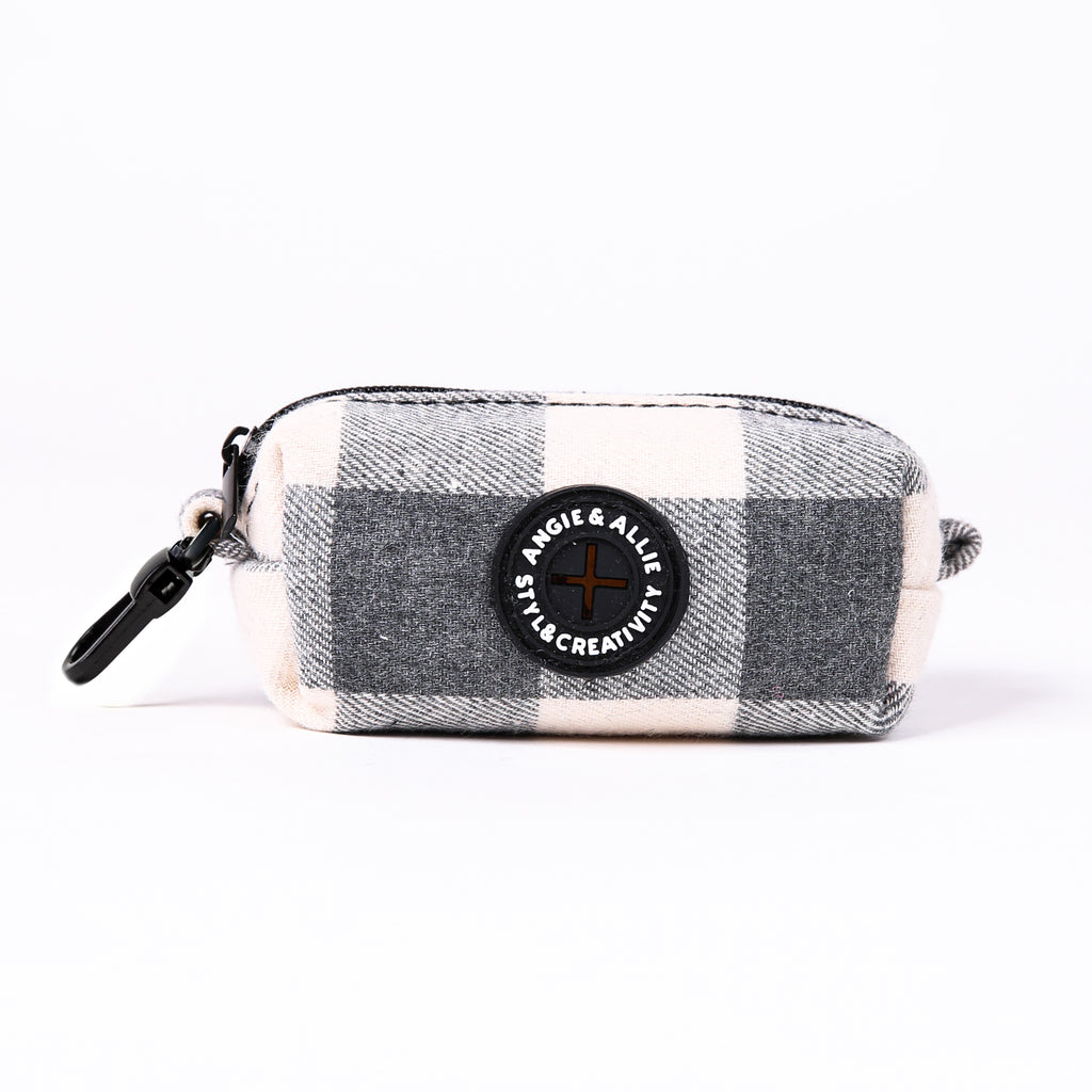 100% Cotton Dog Poop Bag Holder Black Plaid Grey main