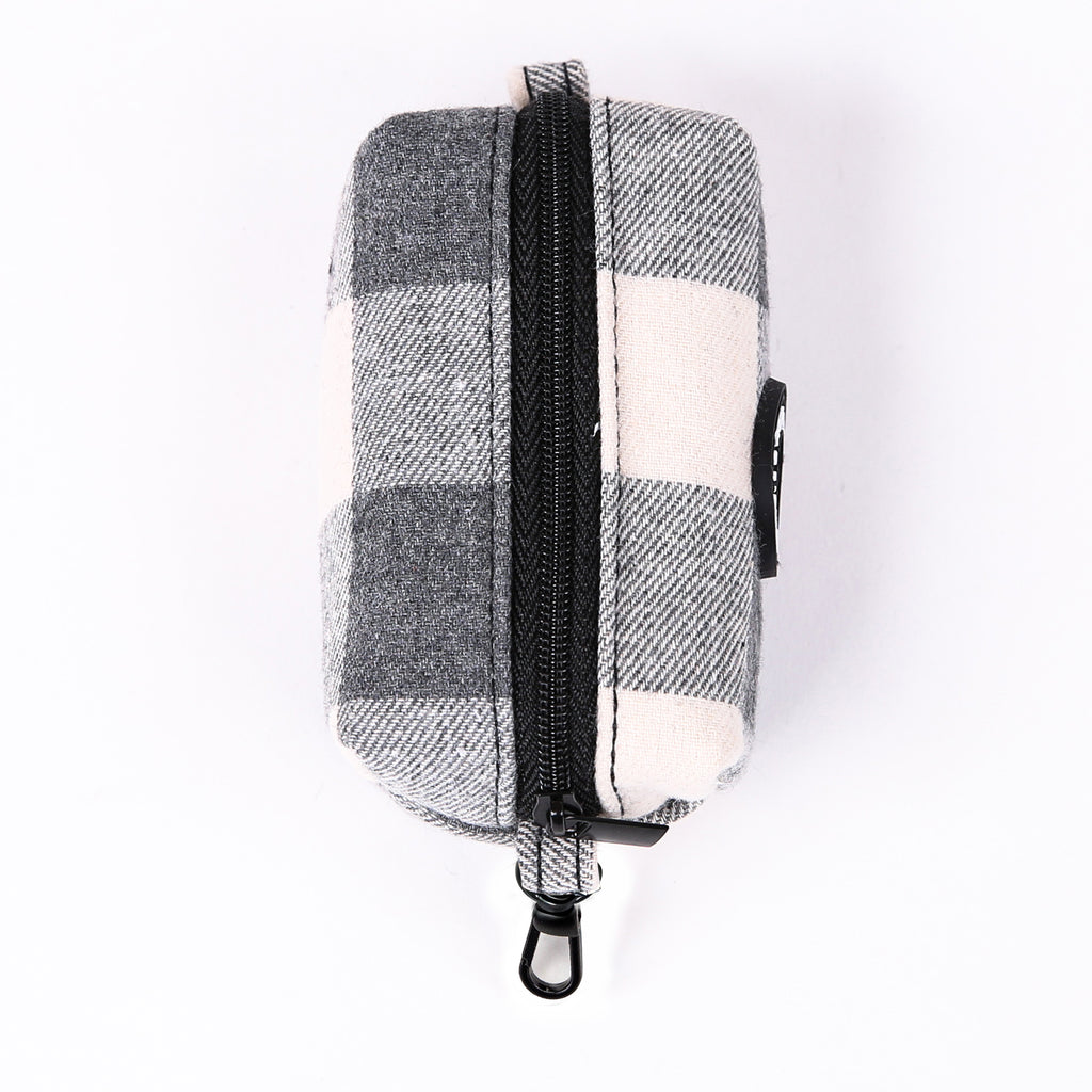 100% Cotton Dog Poop Bag Holder Black Plaid Grey top
