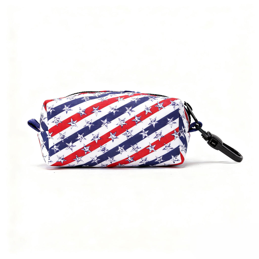 100% Cotton Dog Poop Bag Holder Black Stars and Stripes back