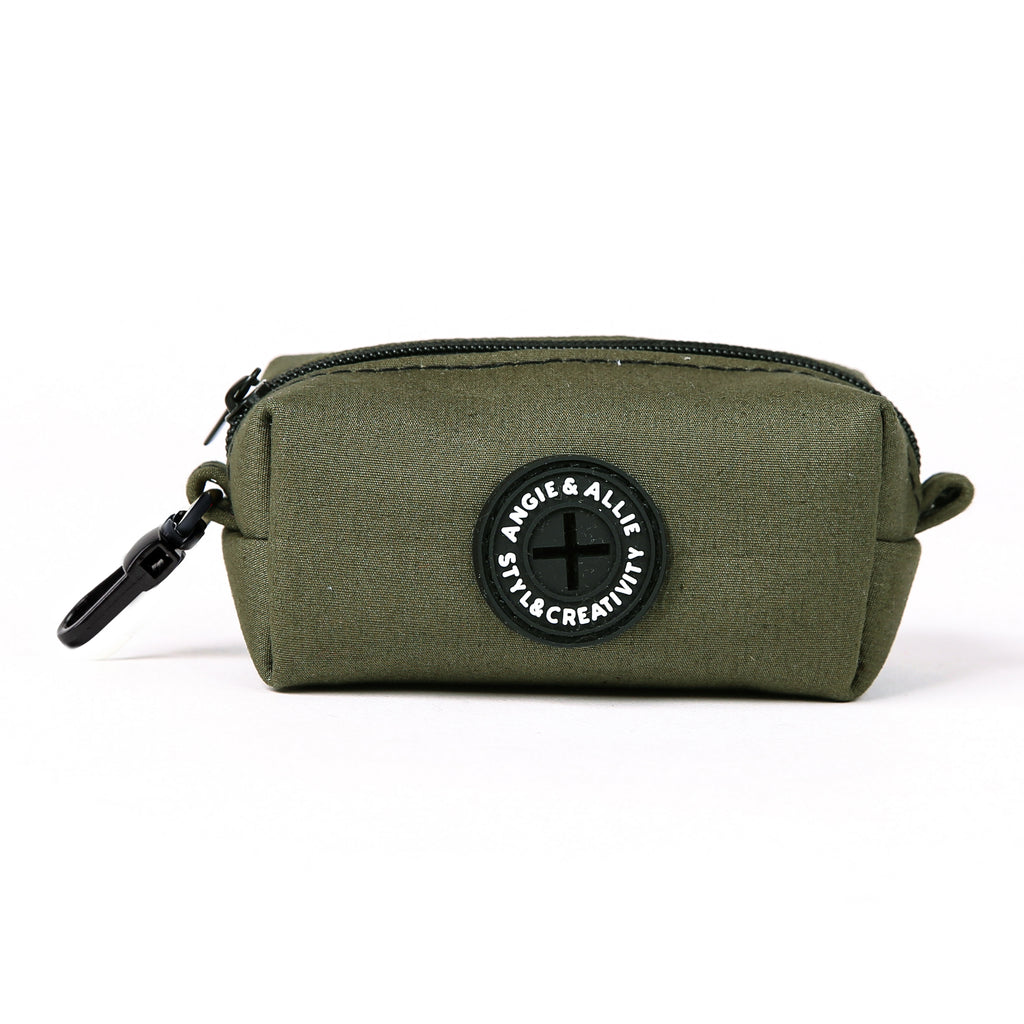 100% Cotton Dog Poop Bag Holder Black Military Green main