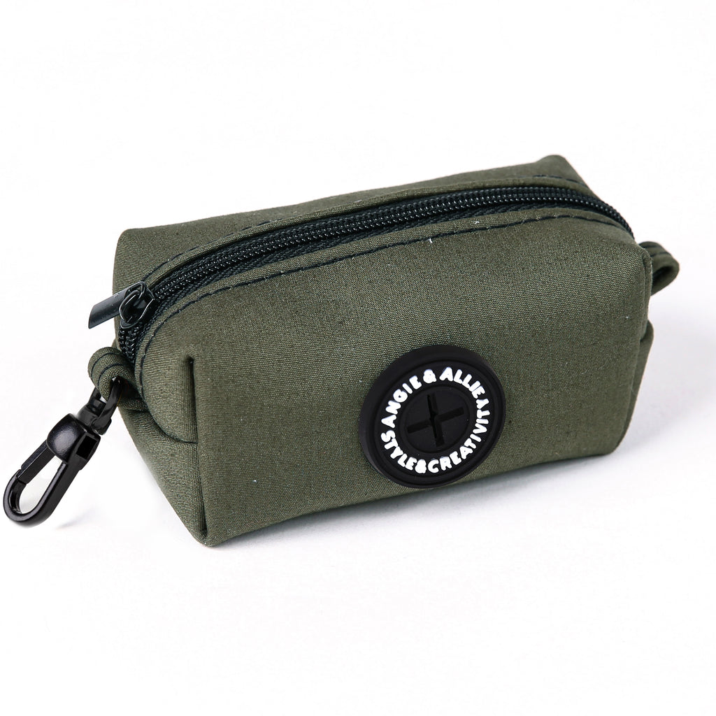 100% Cotton Dog Poop Bag Holder Black Military Green side