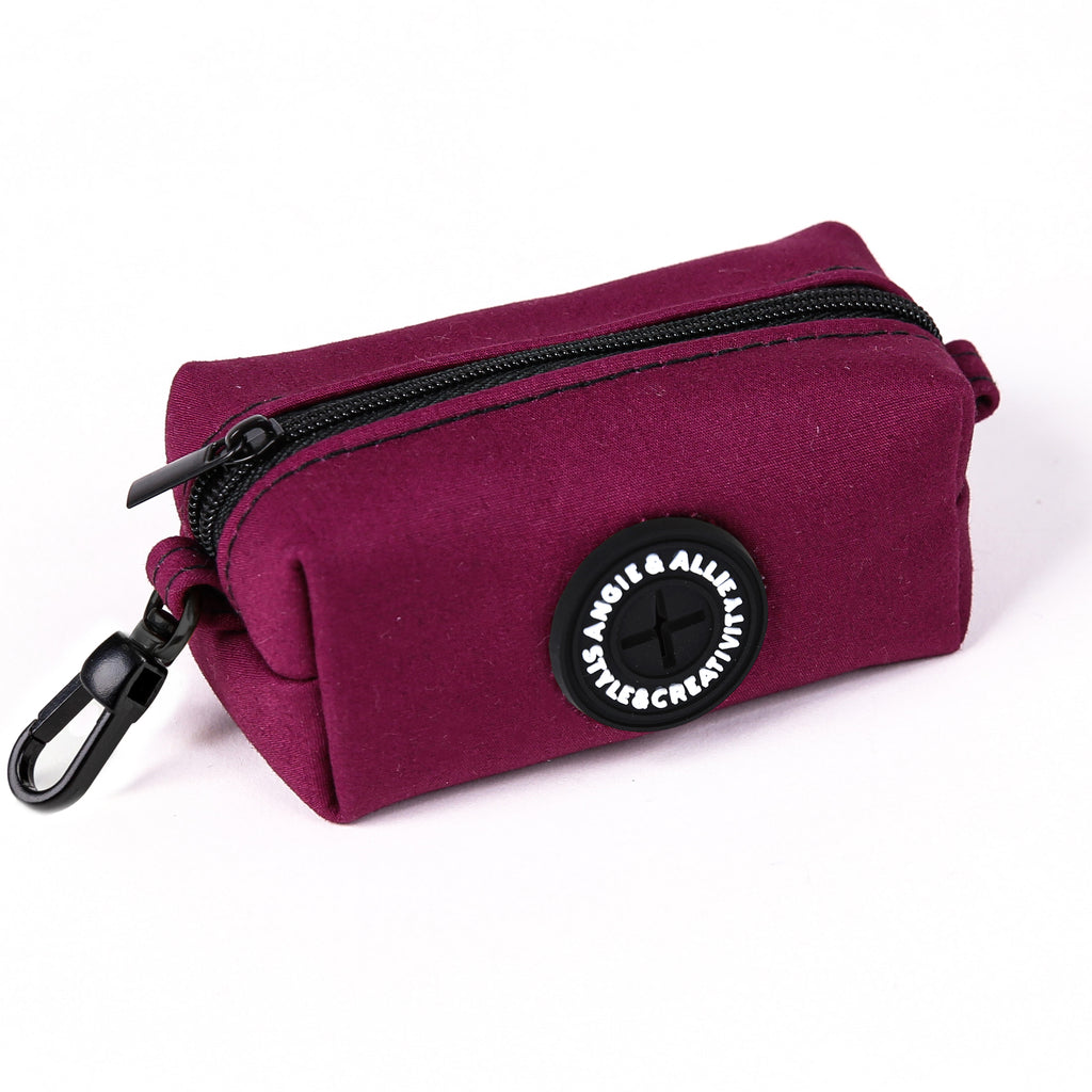 100% Cotton Dog Poop Bag Holder Black  Wine side