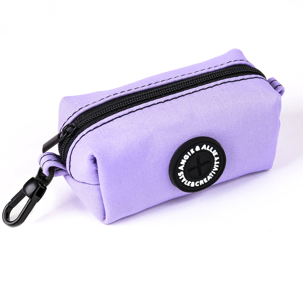 100% Cotton Dog Poop Bag Holder Black  Lavender side