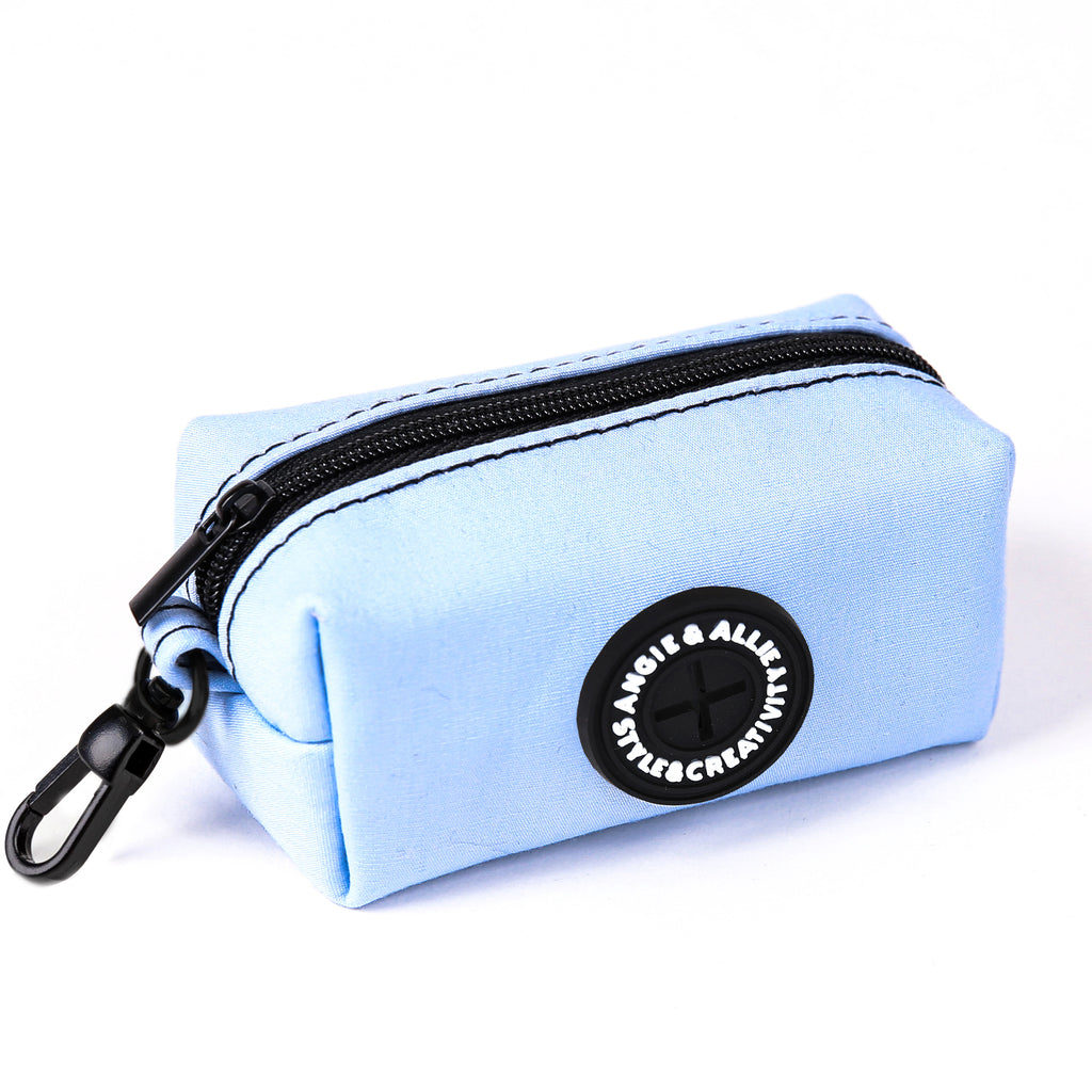 100% Cotton Dog Poop Bag Holder Black  Blue side