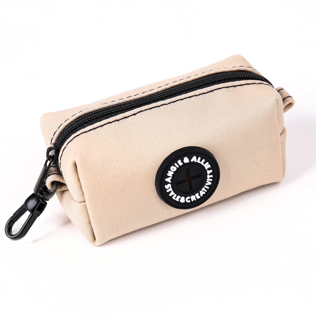 100% Cotton Dog Poop Bag Holder Black  Beige side