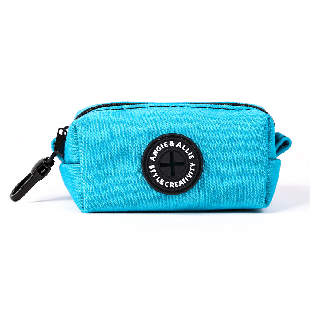 100% Cotton Dog Poop Bag Holder Black  Peacock Blue main