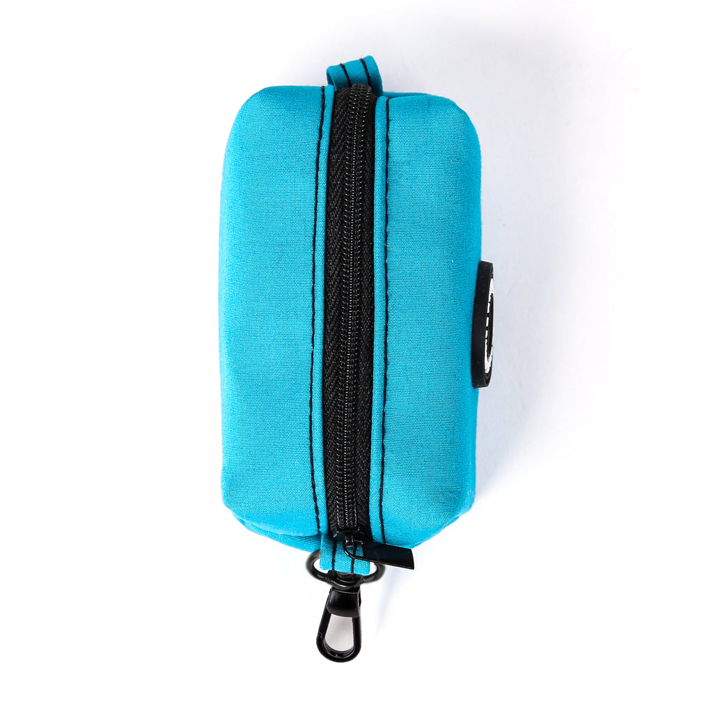 100% Cotton Dog Poop Bag Holder Black  Peacock Blue top