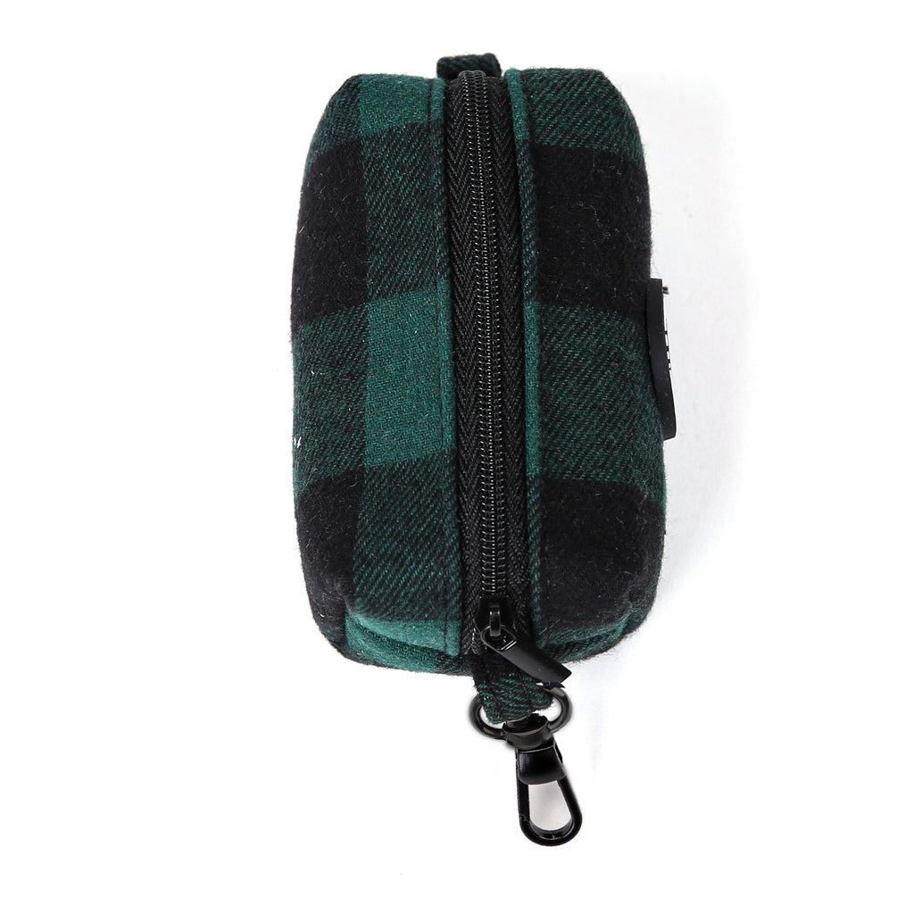 100% Cotton Dog Poop Bag Holder Black Plaid Green top