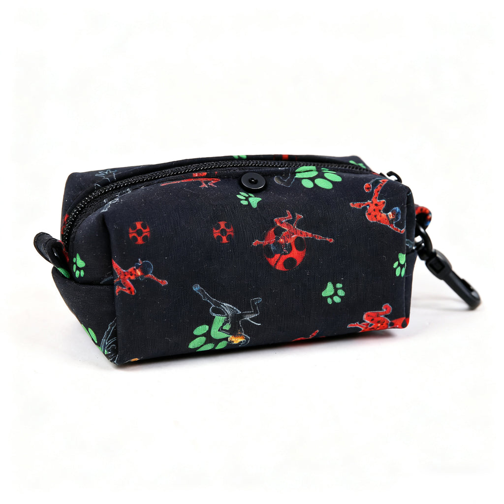 100% Cotton Dog Poop Bag Holder Black Miraculous Ladybug and Cat Noir  back