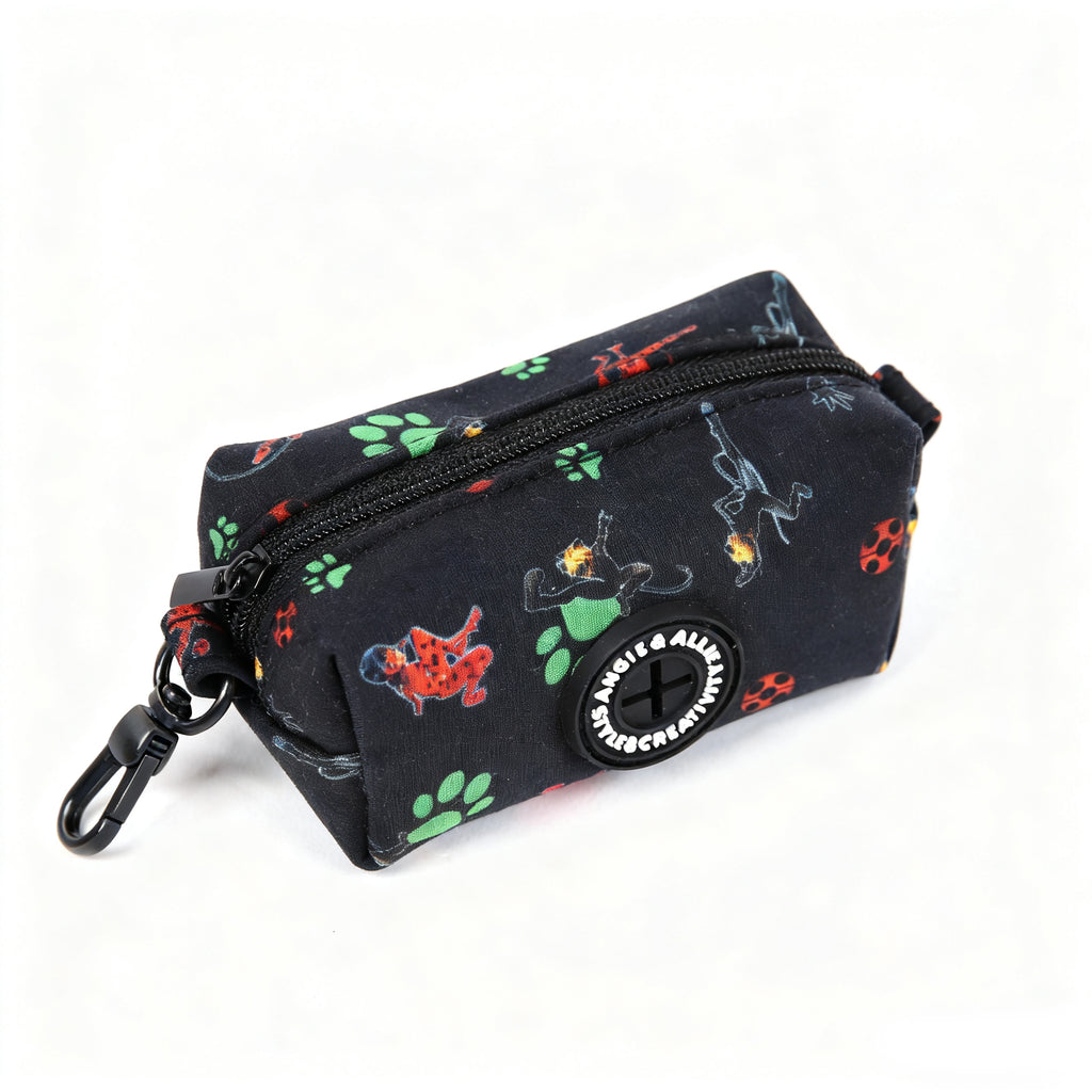 100% Cotton Dog Poop Bag Holder Black Miraculous Ladybug and Cat Noir  side