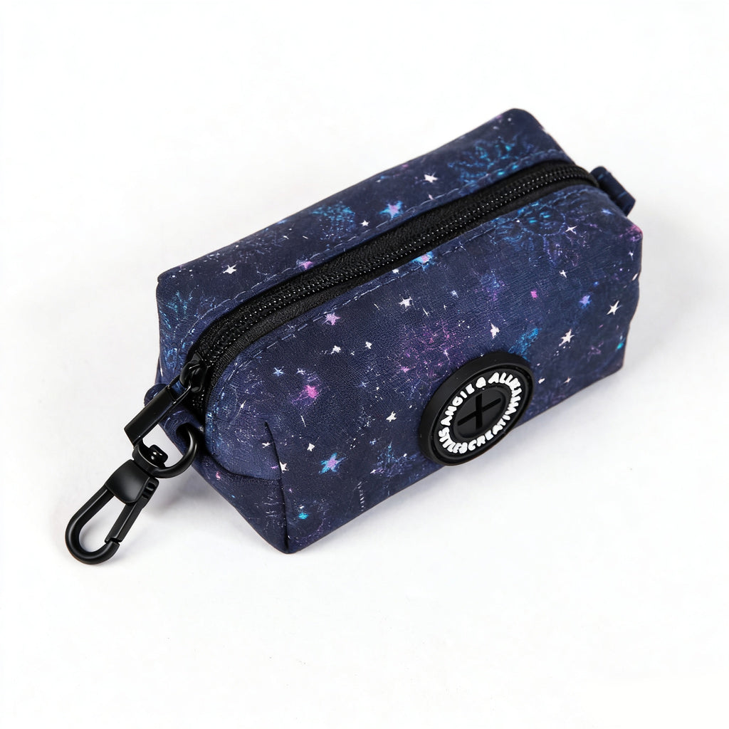 100% Cotton Dog Poop Bag Holder Black  Galaxy Stars side
