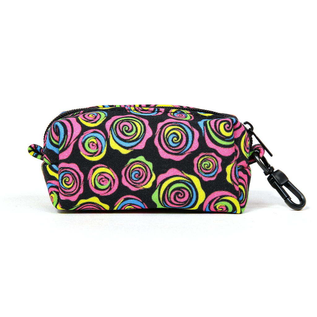 100% Cotton Dog Poop Bag Holder Black Roses back