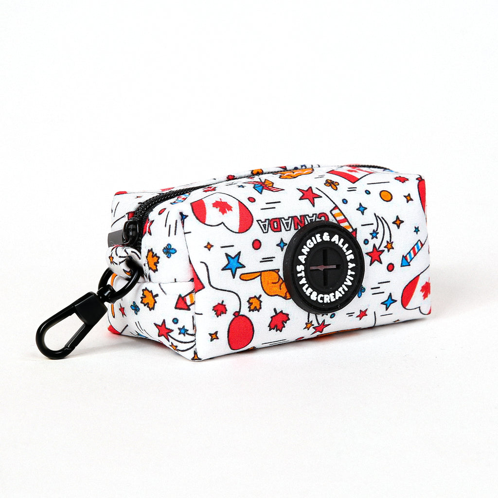 100% Cotton Dog Poop Bag Holder Black Love Canada side