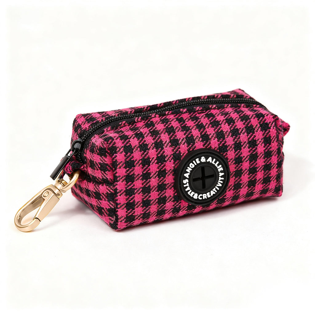 100% Cotton Dog Poop Bag Holder Gold Shepherd Fuschia side