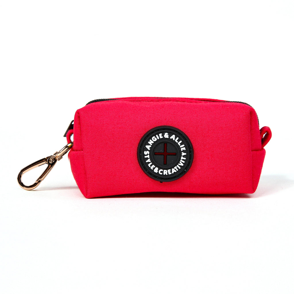 100% Cotton Dog Poop Bag Holder Gold Poinciana Red main