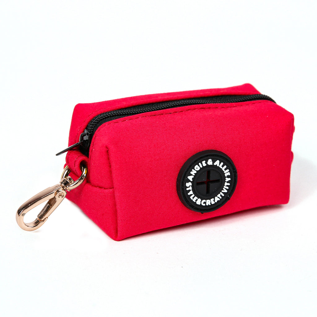 100% Cotton Dog Poop Bag Holder Gold Poinciana Red side