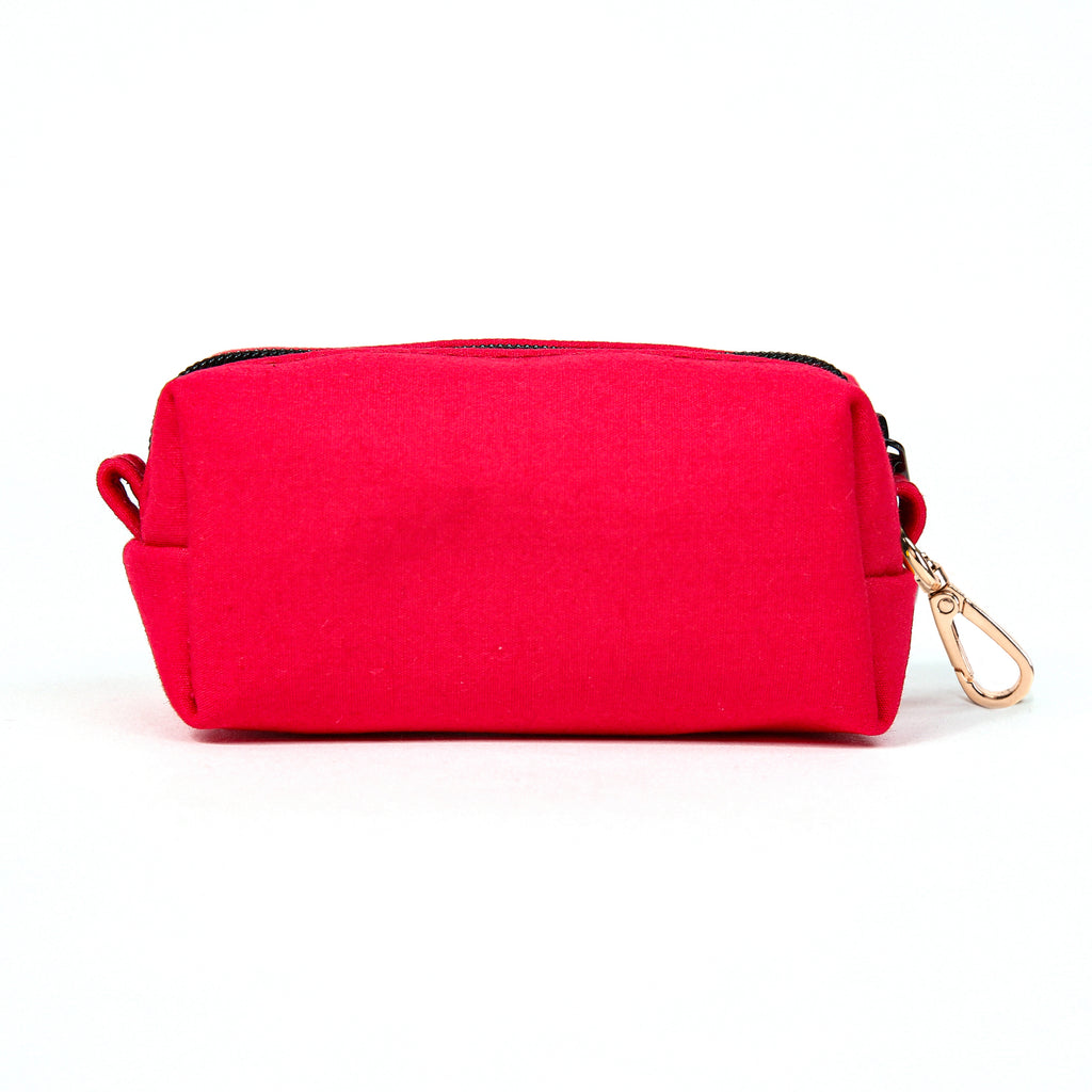 100% Cotton Dog Poop Bag Holder Gold Poinciana Red back