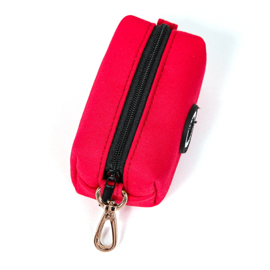 100% Cotton Dog Poop Bag Holder Gold Poinciana Red top