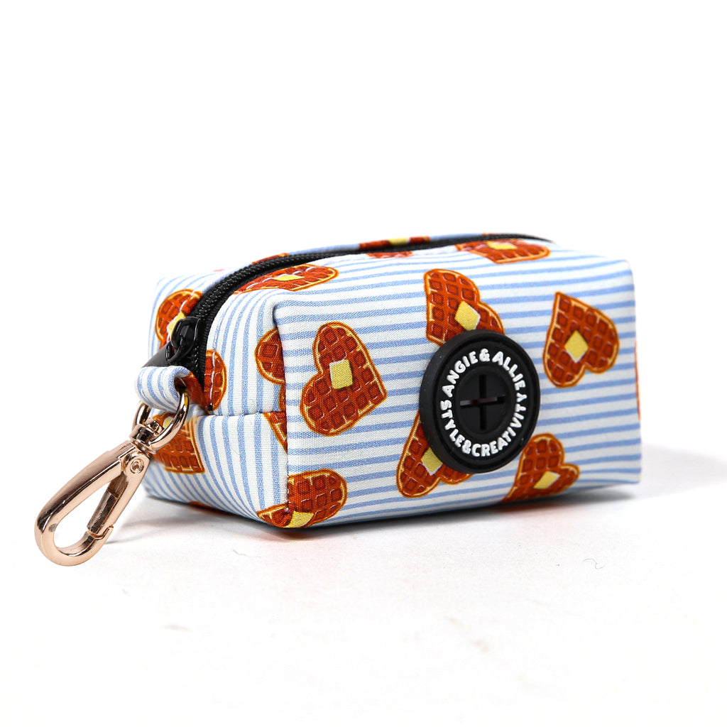 100% Cotton Dog Poop Bag Holder Gold Butter Waffles side