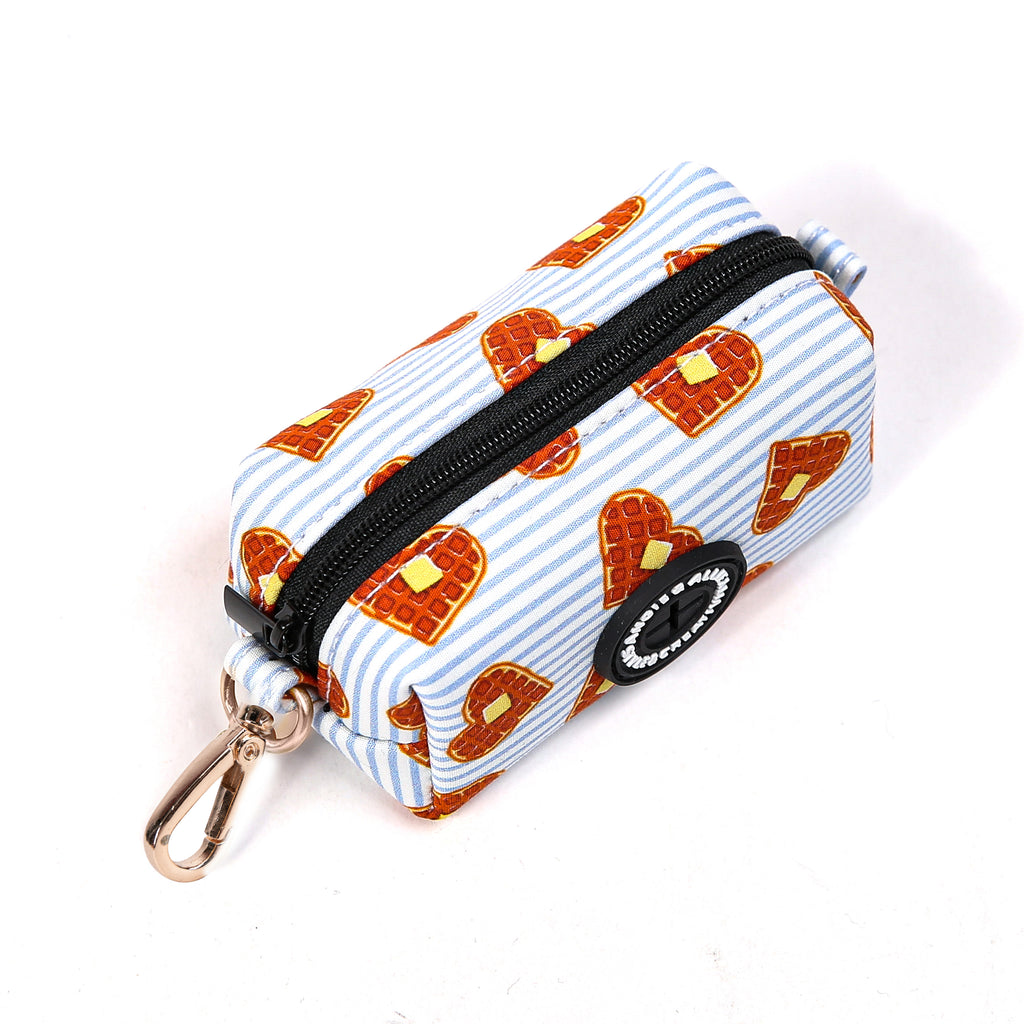 100% Cotton Dog Poop Bag Holder Gold Butter Waffles top