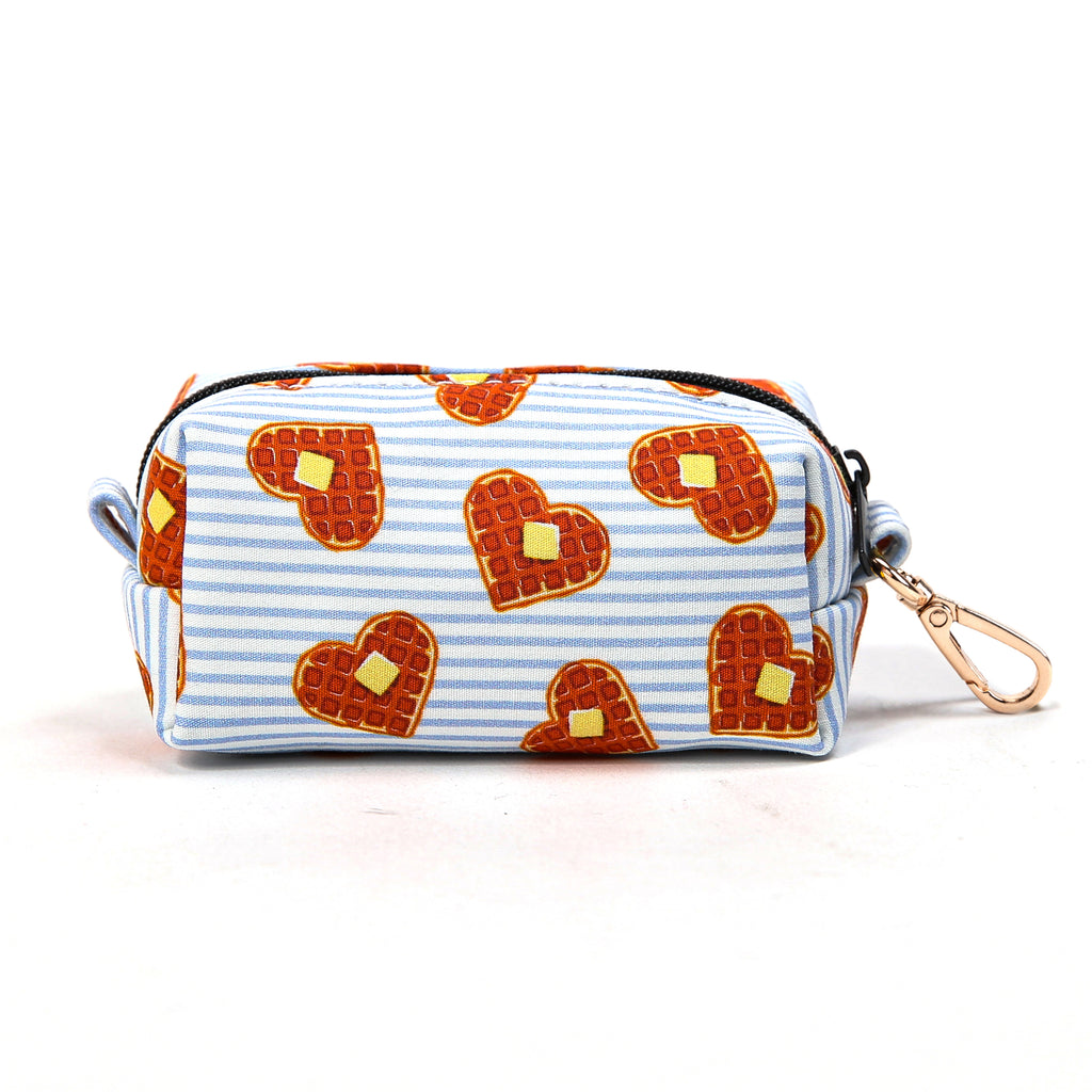 100% Cotton Dog Poop Bag Holder Gold Butter Waffles back