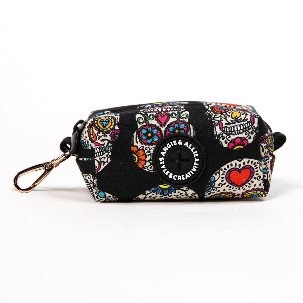 100% Cotton Dog Poop Bag Holder Gold Sugar Skull main