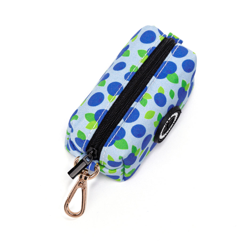100% Cotton Dog Poop Bag Holder Gold Blueberry top
