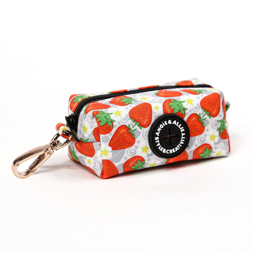 100% Cotton Dog Poop Bag Holder Gold Dancing Strawberries side
