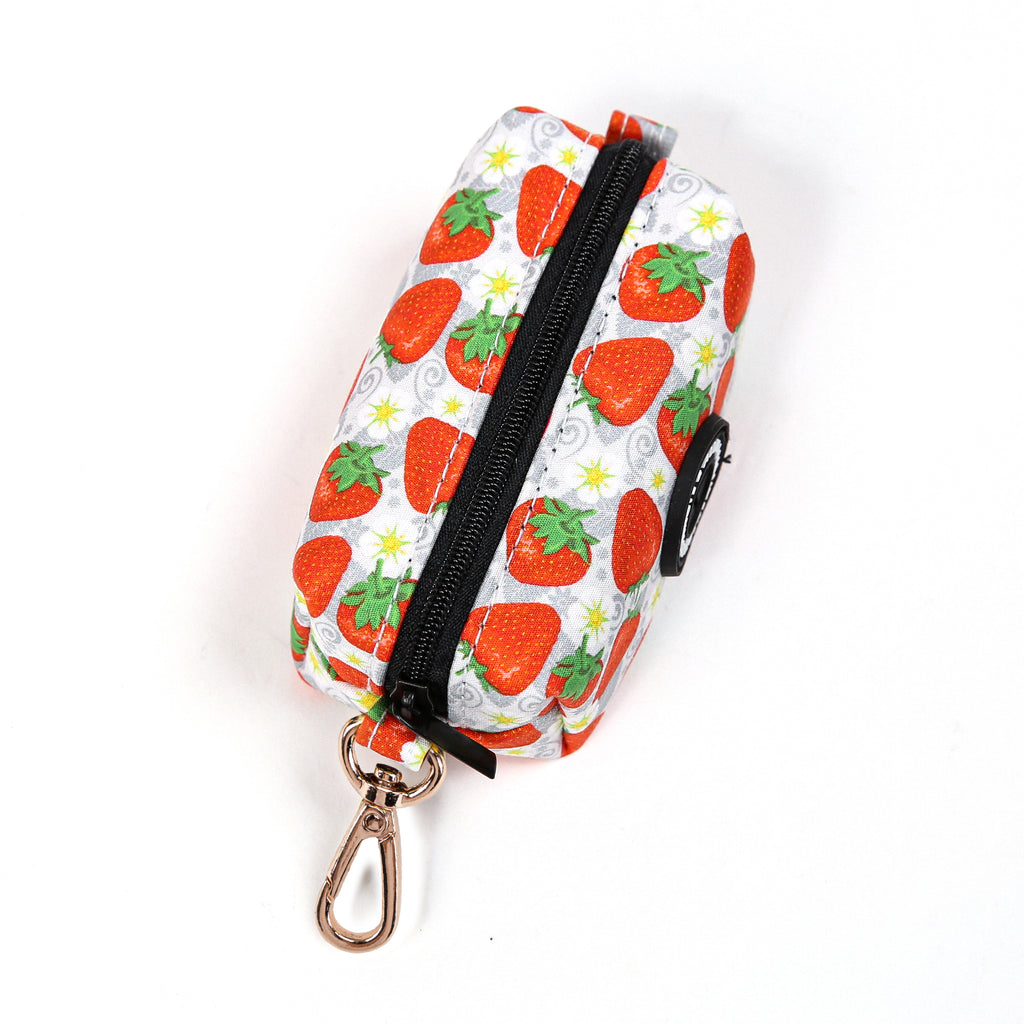 100% Cotton Dog Poop Bag Holder Gold Dancing Strawberries top