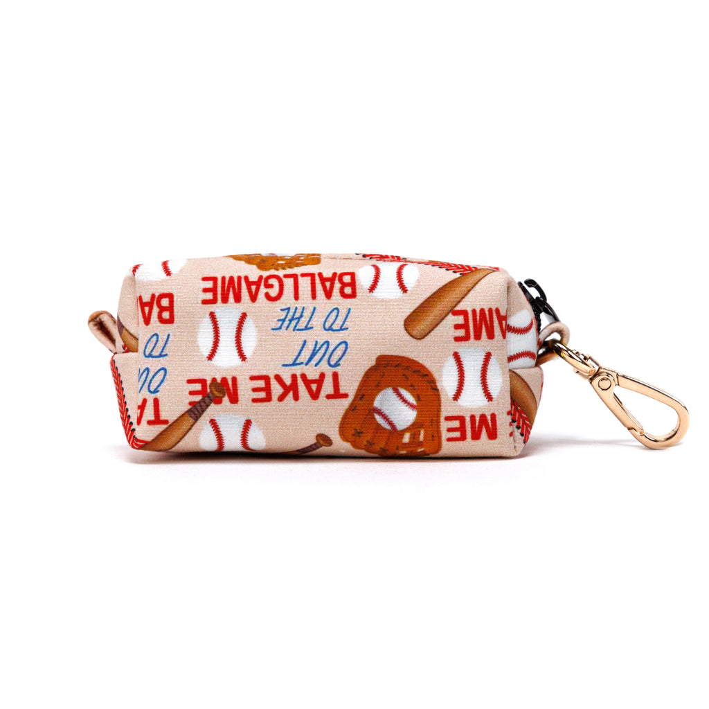 100% Cotton Dog Poop Bag Holder Gold Baseball back