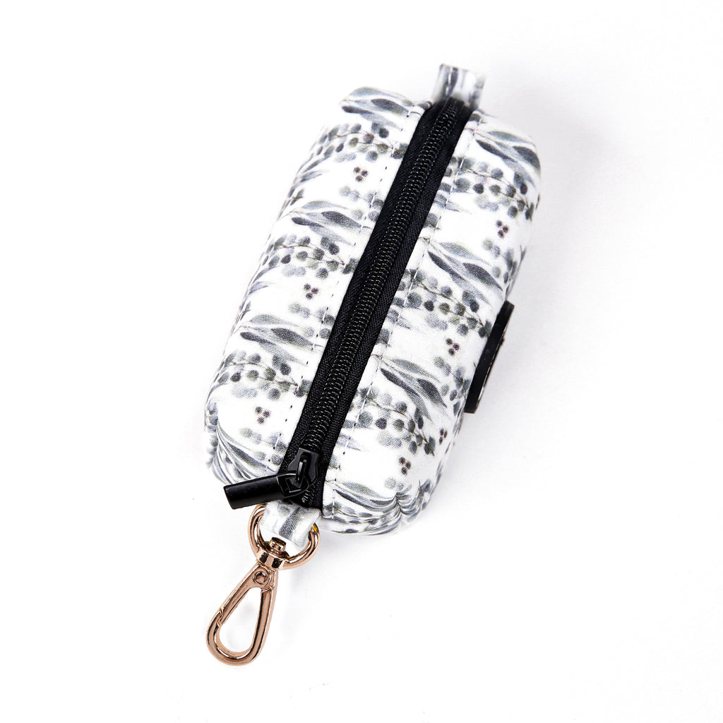 100% Cotton Dog Poop Bag Holder Gold Eucalyptus top