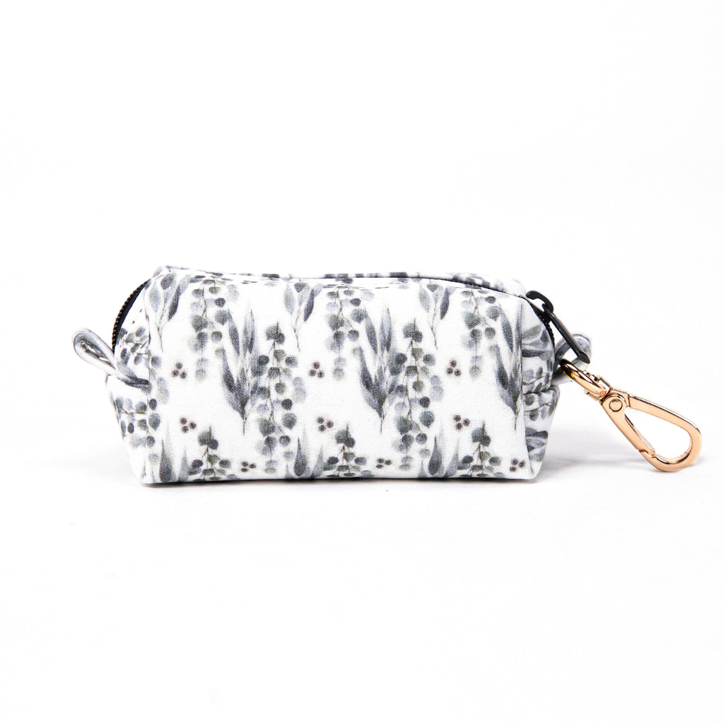 100% Cotton Dog Poop Bag Holder Gold Eucalyptus back