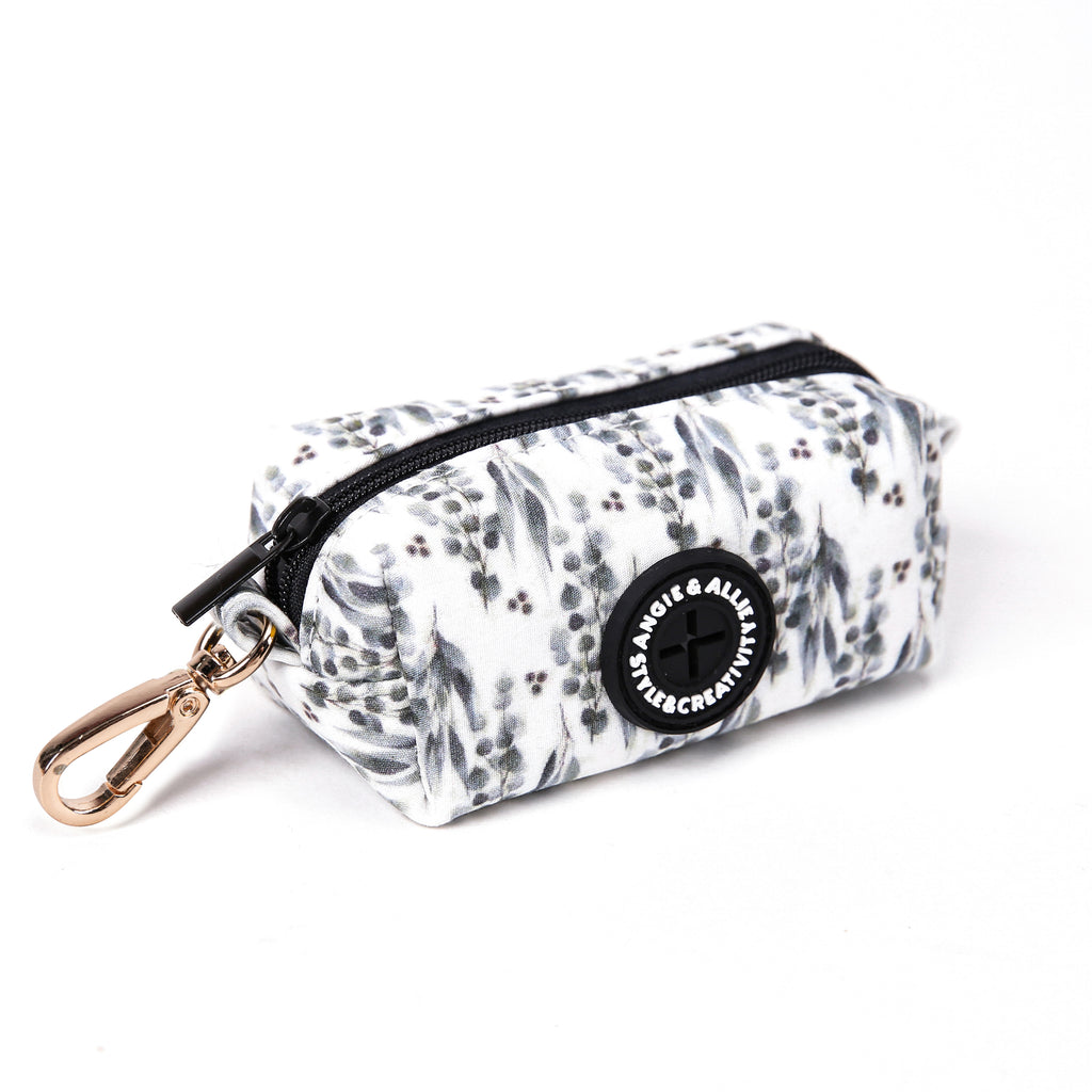 100% Cotton Dog Poop Bag Holder Gold Eucalyptus side