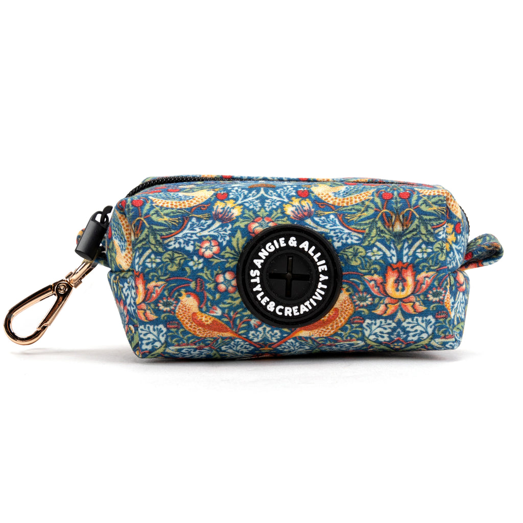 100% Cotton Dog Poop Bag Holder Gold Strawberry Thief main