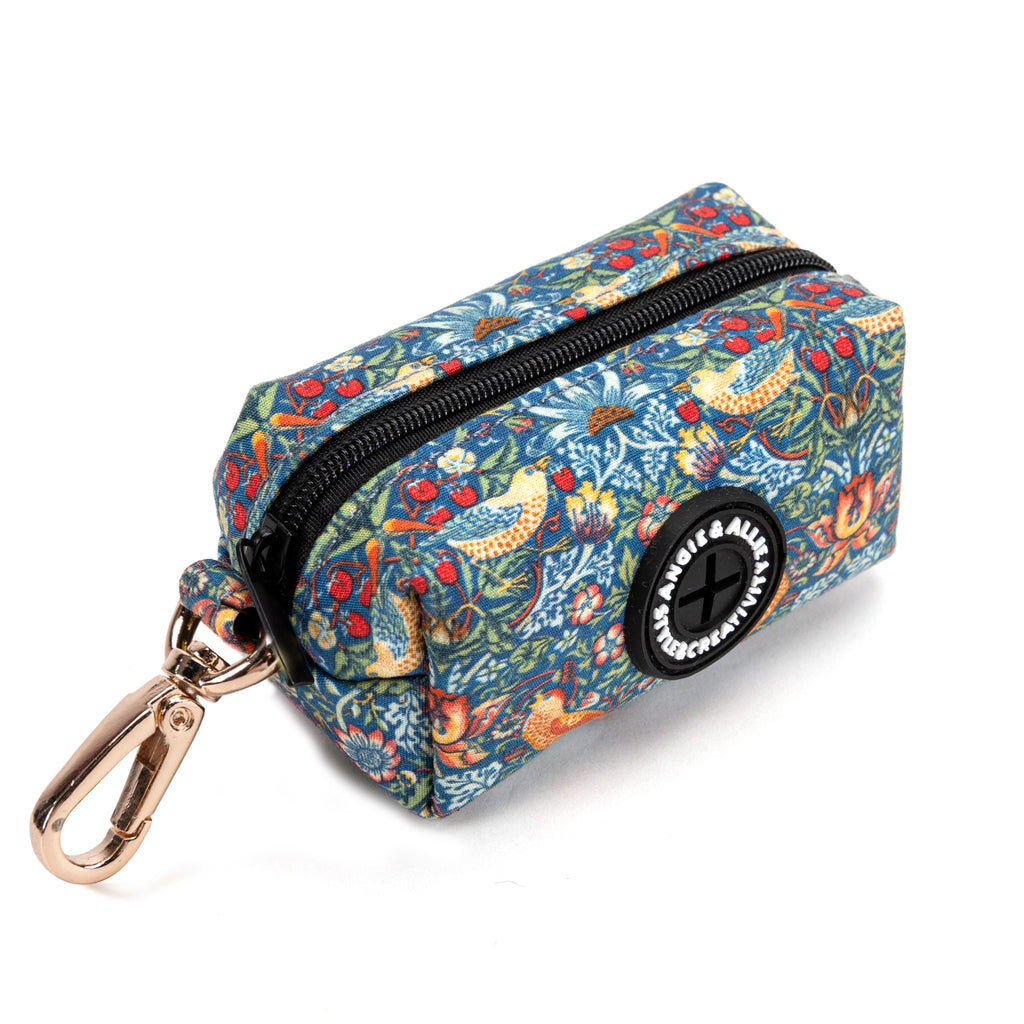 100% Cotton Dog Poop Bag Holder Gold Strawberry Thief side