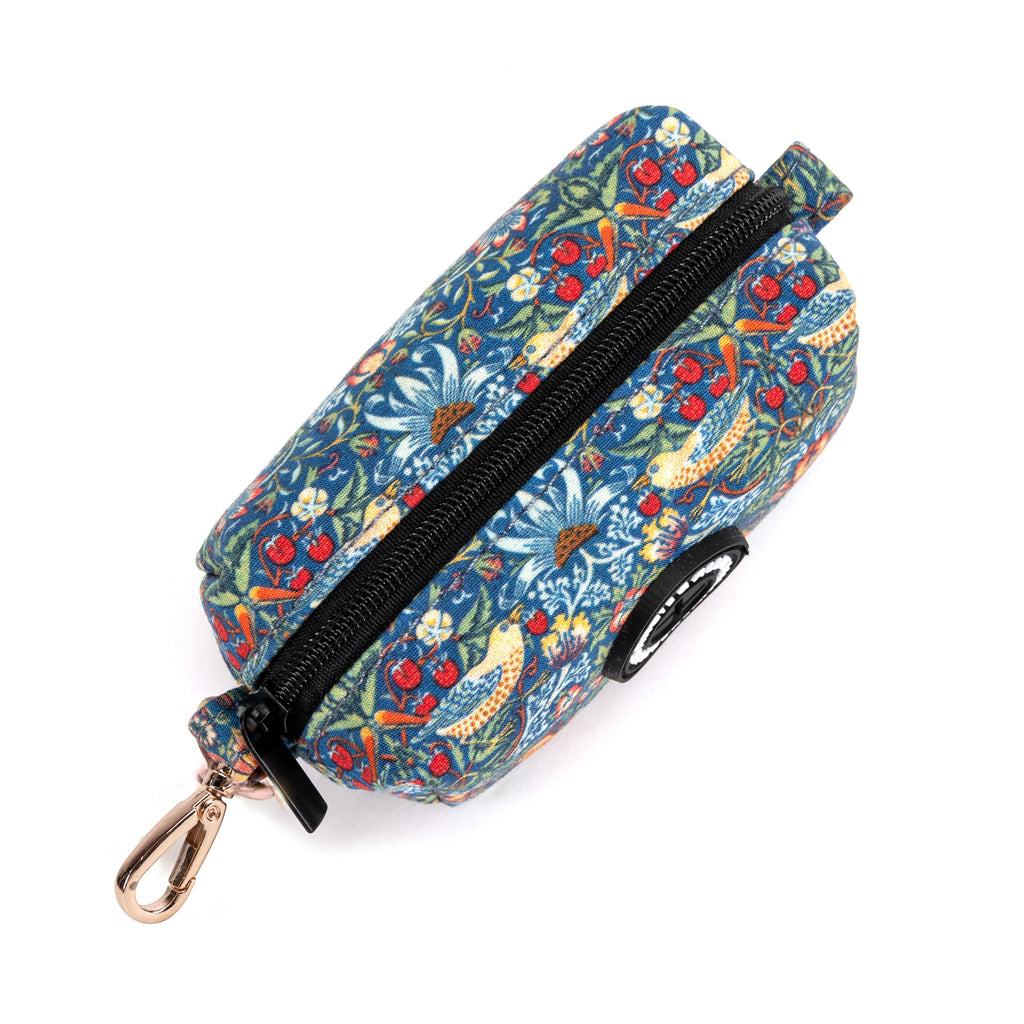 100% Cotton Dog Poop Bag Holder Gold Strawberry Thief top