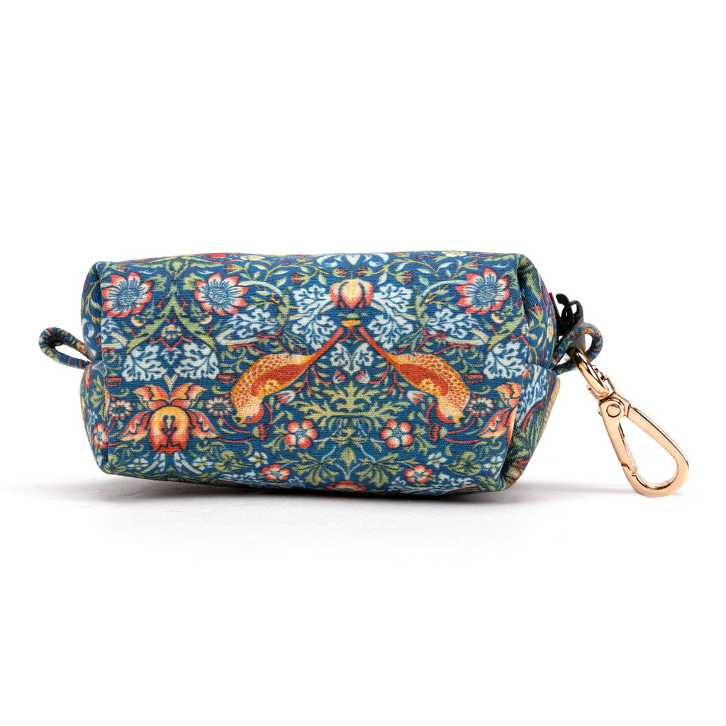 100% Cotton Dog Poop Bag Holder Gold Strawberry Thief back