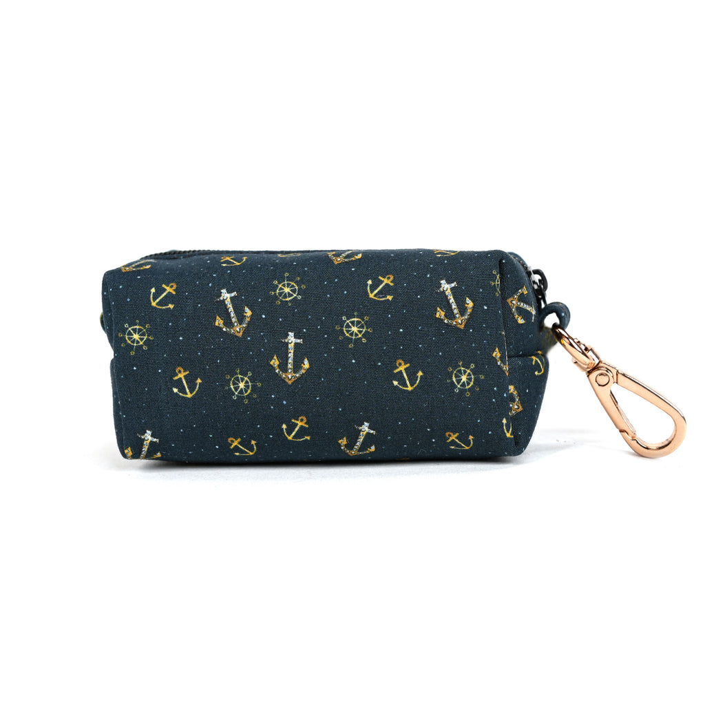 100% Cotton Dog Poop Bag Holder Gold Nautical back