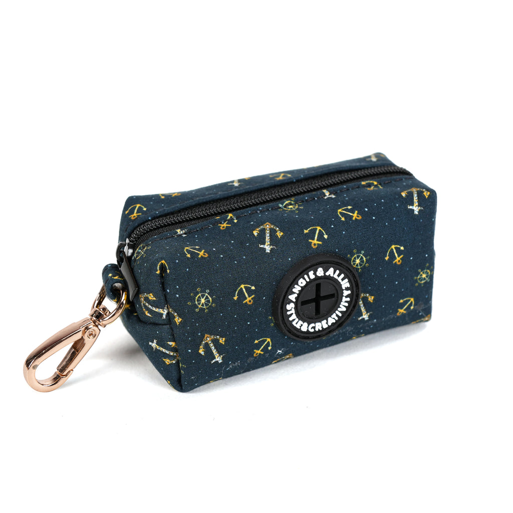 100% Cotton Dog Poop Bag Holder Gold Nautical side